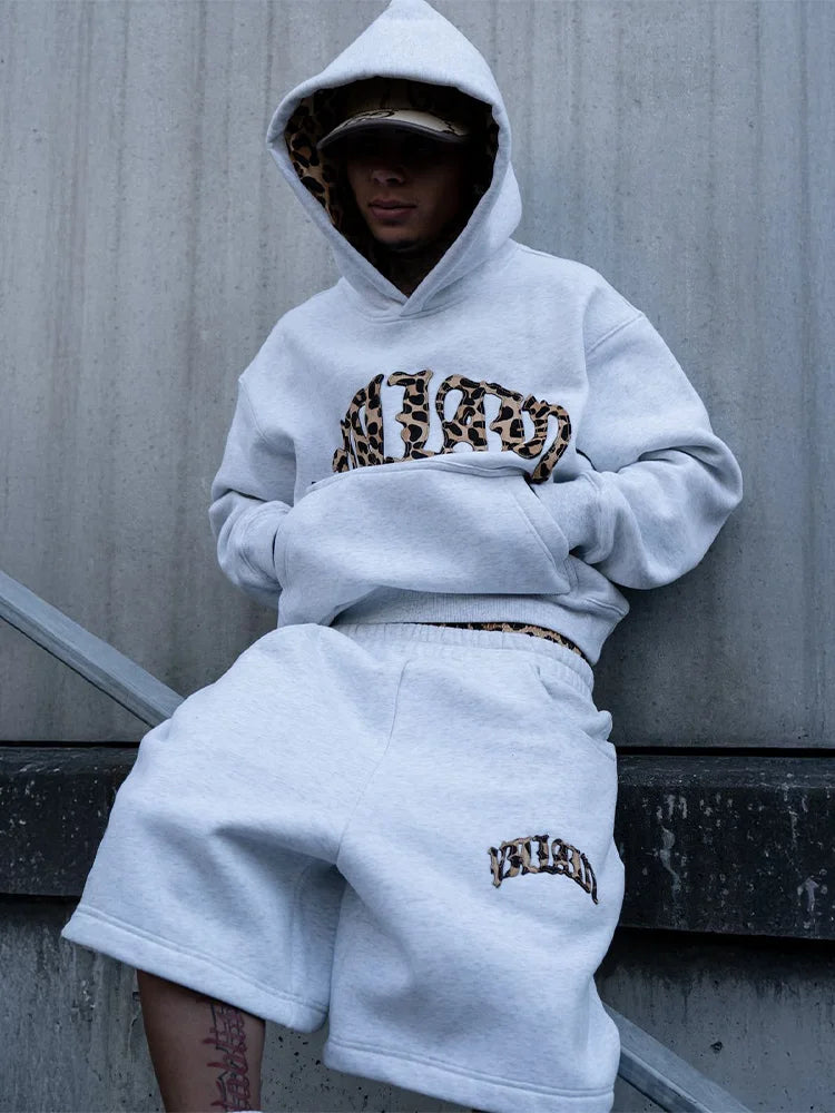 Y2K Leopard Embroidered Hoodie Set (Unisex)