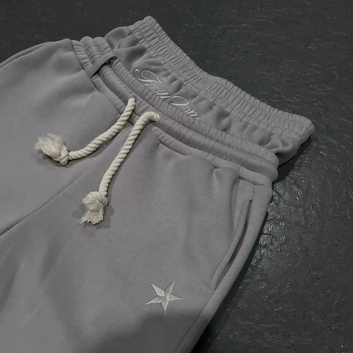 Harajuku Loose Double Waisted Sweatpants Y2K American Solid Color Letter Embroidery Casual Pants Hip Hop Drawstring Waist Jogger