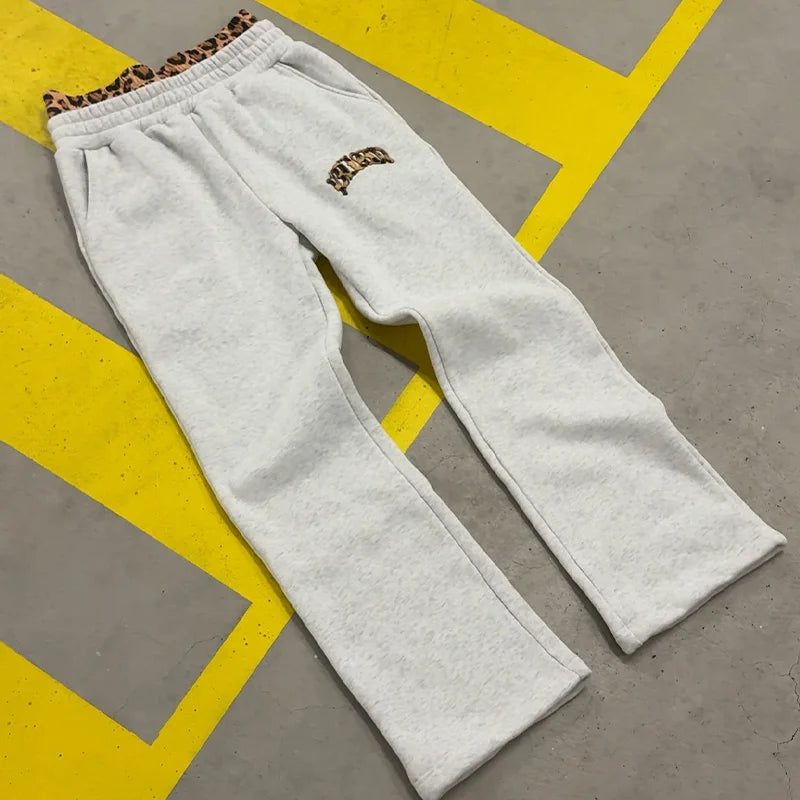 Y2K Leopard Embroidered Hoodie Set (Unisex)