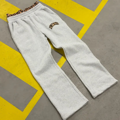 Y2K Leopard Embroidered Hoodie Set (Unisex)