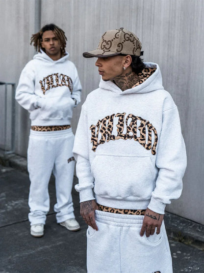 Y2K Leopard Embroidered Hoodie Set (Unisex)