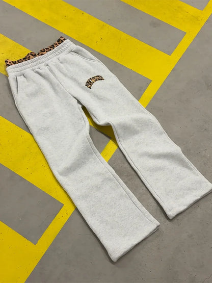 Y2K Leopard Embroidered Hoodie Set (Unisex)